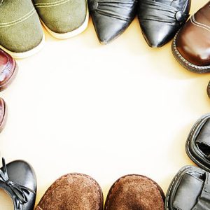 Circle of old shoes
